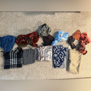 Bundle of 11 assorted Patterned Scarves Collection
